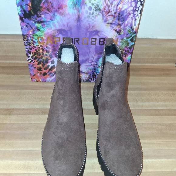 Cape Robbin Brown Suede Studded Combat Boots - Picture 2 of 5